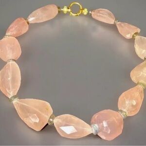 Necklace Rose Quarts & Labradorite Substantial 45mm. Large Chunks